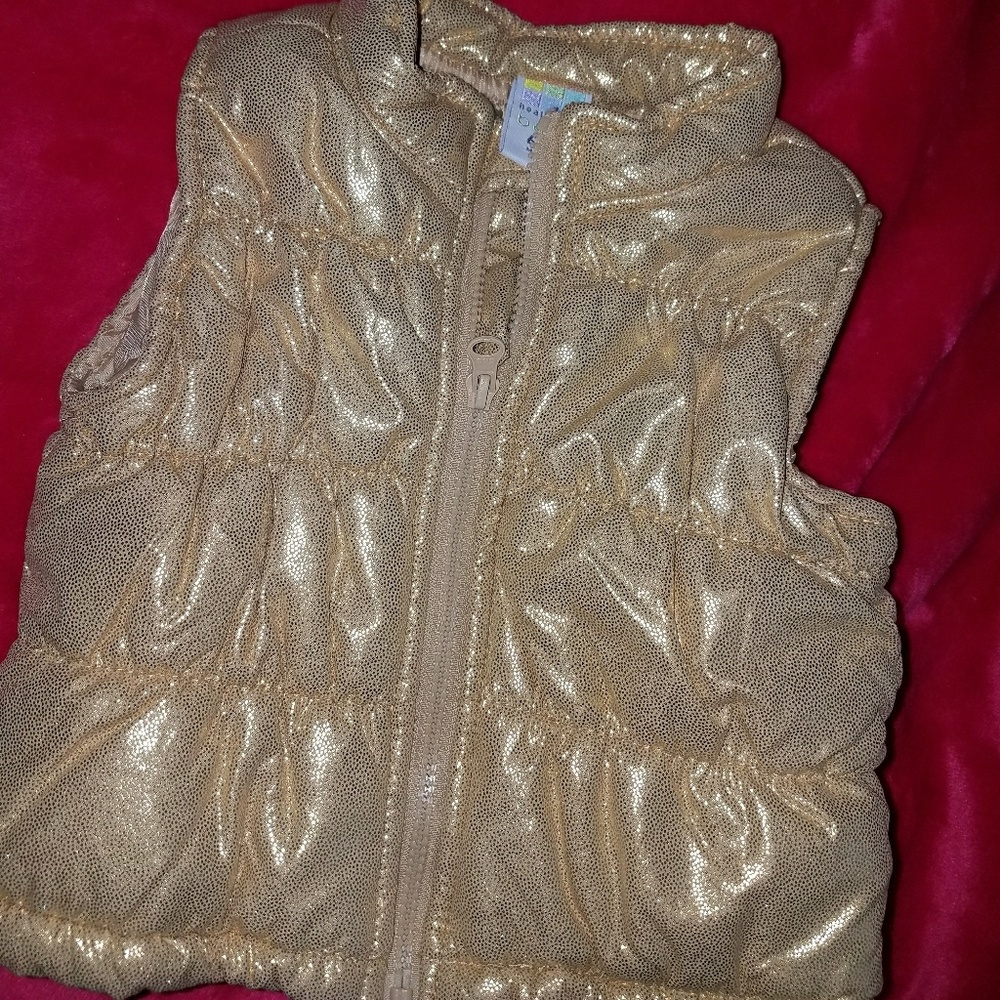 baby girl gold sparkly puffer vest 6-9 Months